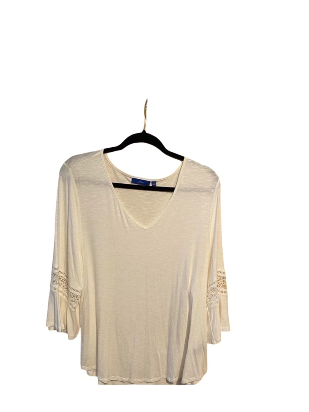 Apt. 9 White V-Neck Crochet Bell Sleeve Top